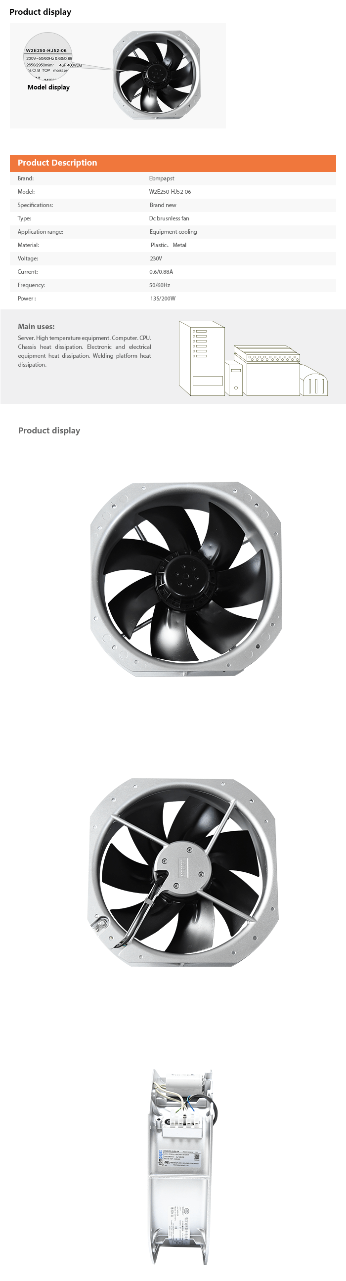 Ebmpapst Fan W2E250-HJ52-06